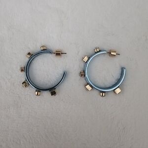 Light Blue Metallic Mixed Metal Hoops